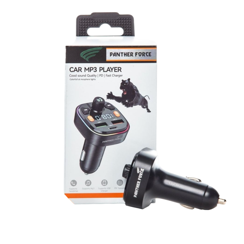 Panther Force Car MP3 Player - PF26 | Bluetooth FM Transmitter with Dual USB Ports | Hands-Free Calling & Music Playback | Universal Car Audio Accessory for Quality Sound & Charging