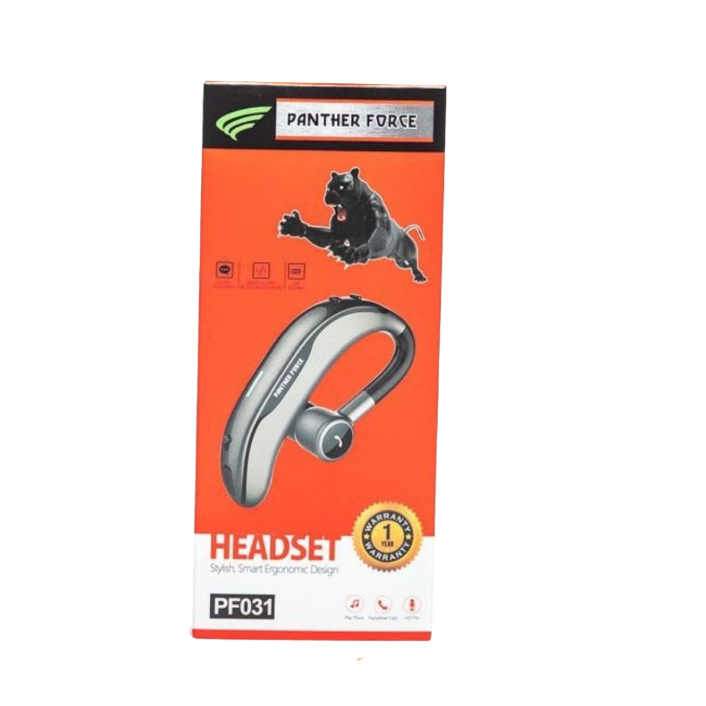 PANTHER FORCE Bluetooth Handsfree Headset Curved 17Hrs - PF31 | Ergonomic Wireless Design | Noise Reduction, Long Battery Life, & Comfortable Fit for Hands-Free Calls & Music