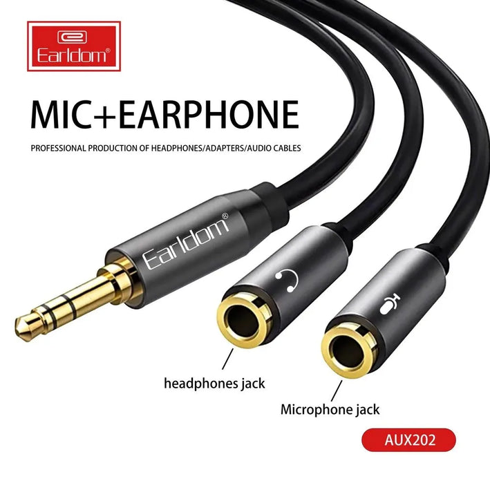 Enhance Audio Sharing with Earldom 3.5mm Mic Earphone Splitter Cable ET-AUX202