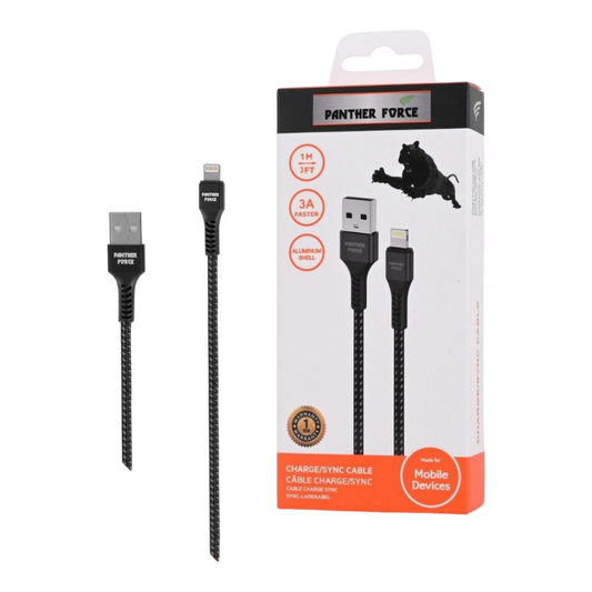 Panther Force 3A 1M Cable for iPhone - PF12 - Fast Charging & Seamless Data Transfer for Lightning Devices