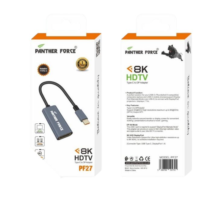 PF27- PANTHER FORCE 8K HDTV TYPE-C TO DP ADAPTER