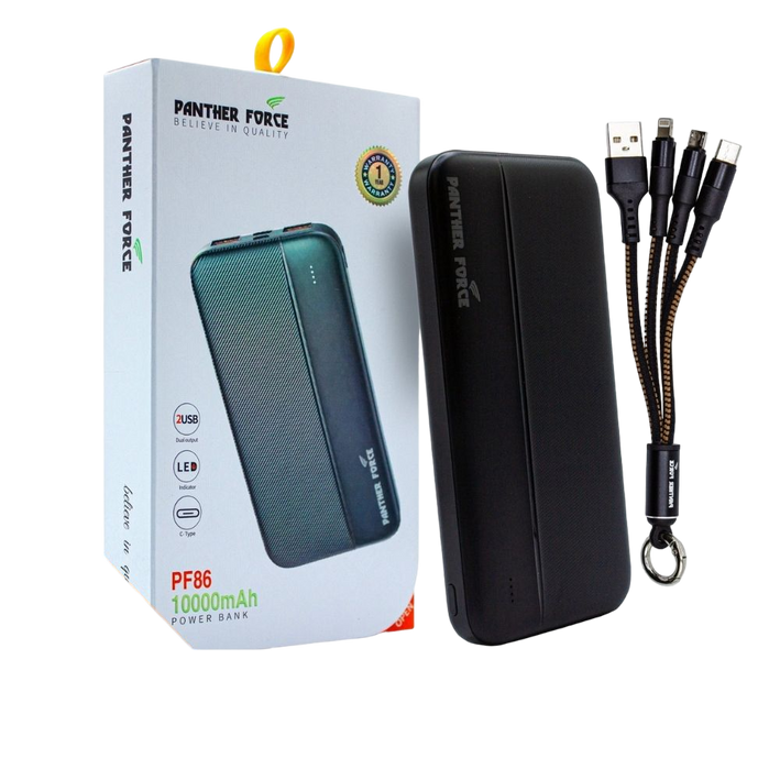 PANTHER FORCE 10000mAh Power Bank PF86 – Portable, Fast-Charging Battery Pack with LED Indicators