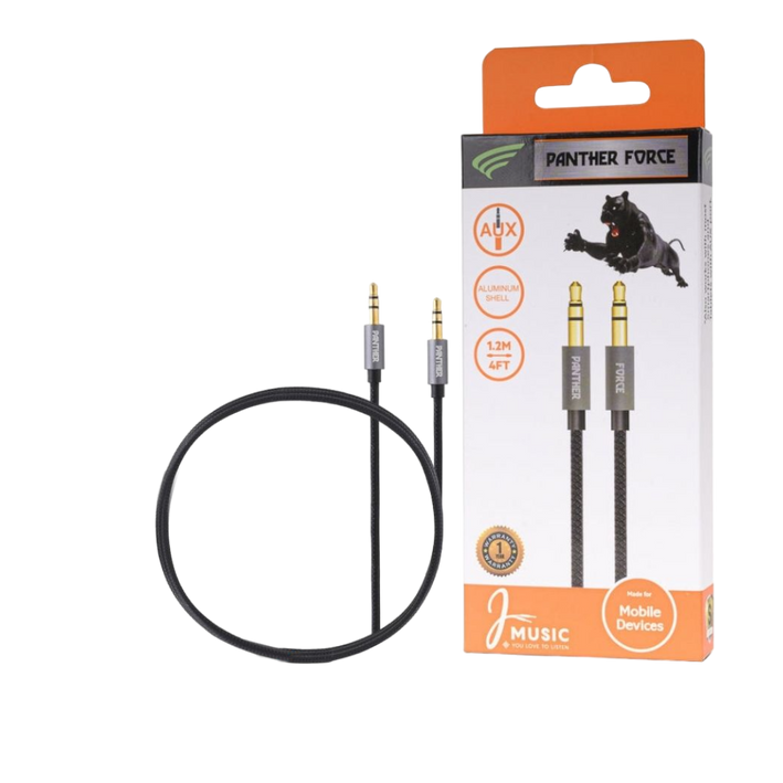 Panther Force 1.2M AUX Cable - PF110 - Extended Length for Clear Audio and Universal Compatibility