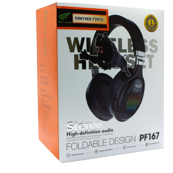 Panther Force Wireless Big-Head Headphone - PF167 | Bluetooth 5.3 | 50-Hour Battery | Adjustable Fit | Powerful Audio