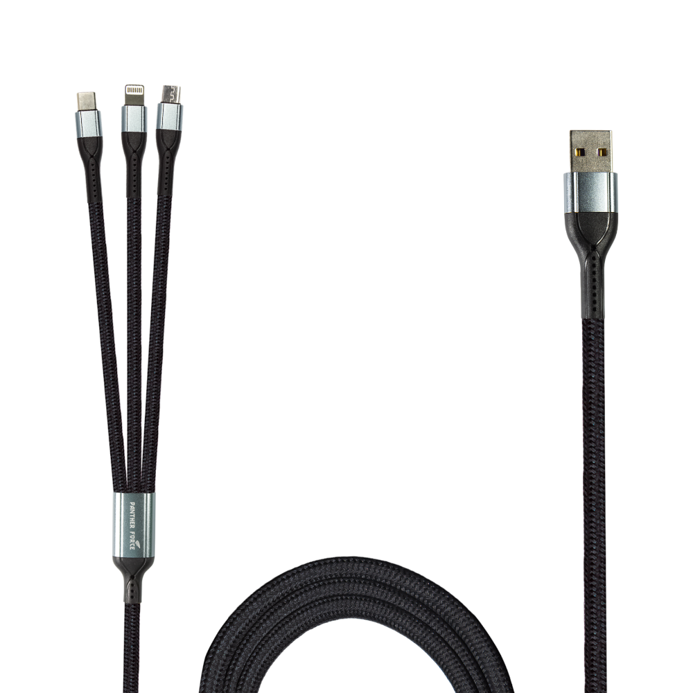 Panther Force 3-in-1 Cable - PF168 - Seamless Connectivity & Uninterrupted Power for All Devices