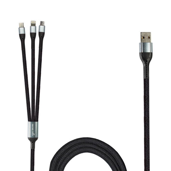 Panther Force 3-in-1 Cable - PF168 - Seamless Connectivity & Uninterrupted Power for All Devices