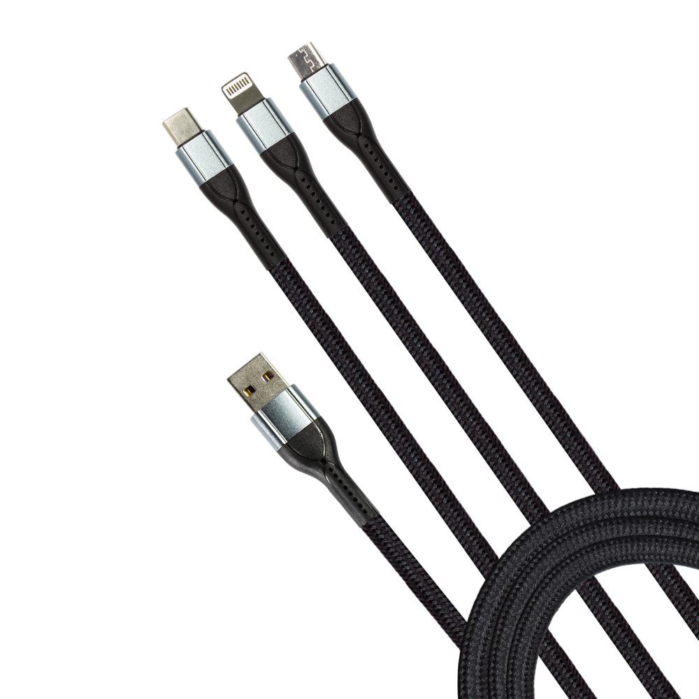 Panther Force 3-in-1 Cable - PF168 - Seamless Connectivity & Uninterrupted Power for All Devices