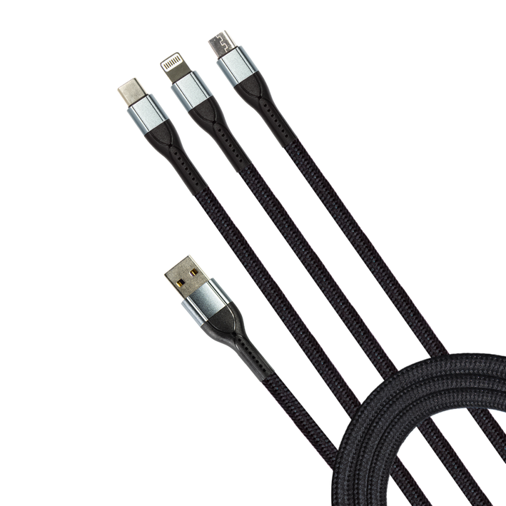 Panther Force 3-in-1 Cable - PF168 - Seamless Connectivity & Uninterrupted Power for All Devices