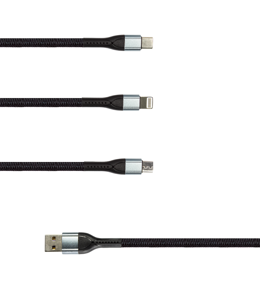 Panther Force 3-in-1 Cable - PF168 - Seamless Connectivity & Uninterrupted Power for All Devices