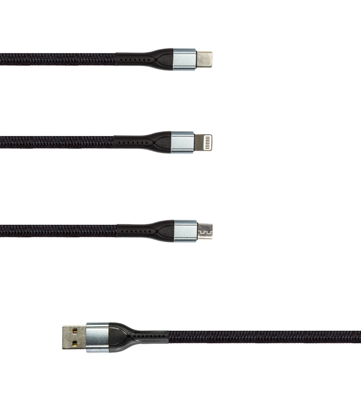 Panther Force 3-in-1 Cable - PF168 - Seamless Connectivity & Uninterrupted Power for All Devices