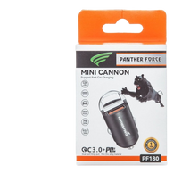 Panther Force Mini-Cannon Type-C + USB-A 20W Car Charger - PF180 - Dual Charging Ports, Fast Charging, Compact Design, Universal Compatibility