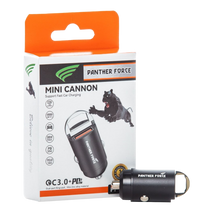 Panther Force Mini-Cannon Type-C + USB-A 20W Car Charger - PF180 - Dual Charging Ports, Fast Charging, Compact Design, Universal Compatibility