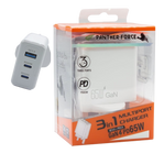 Panther Force 65W Plug with 2* C Port / 1* USB-A Port - Fast Charging for Multiple Devices - PF193