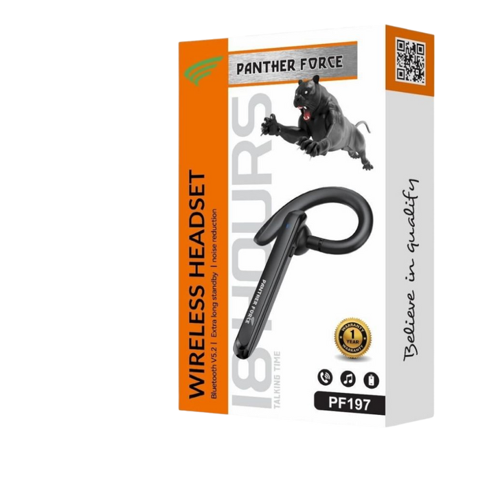 PANTHER FORCE Earpiece 18Hrs Talk Time - PF197 | Wireless Bluetooth Earpiece with Long Battery Life | Clear Audio, Comfortable Fit, & Hands-Free Calling | Perfect for Work, Travel, & Everyday Use