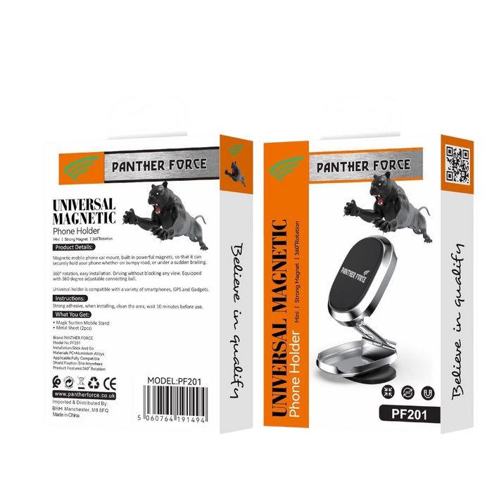 Panther Force Phone Holder - PF201 || Secure Grip, 360° Adjustable, Universal Compatibility, Easy Operation, Durable Design