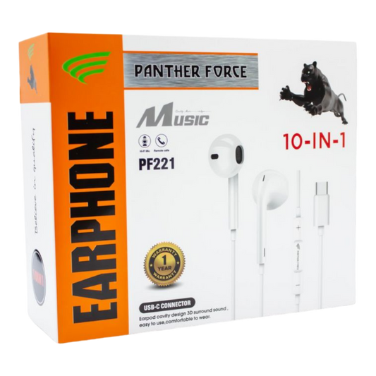 PANTHER FORCE C-Type Handsfree - PF221 | USB-C Wired Earphones with Clear Sound & Noise Isolation | Comfortable In-Ear Design for Android Devices | Durable & High-Quality Audio Accessory