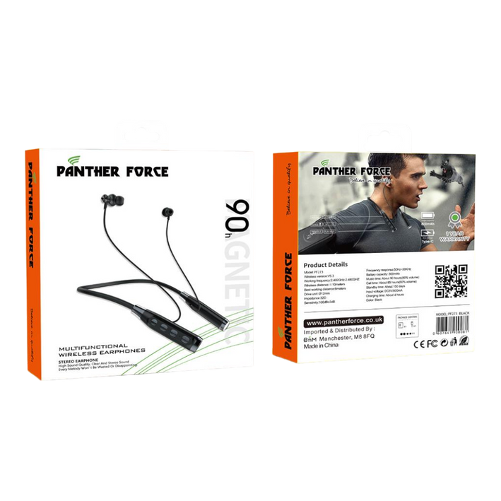 Panther Force Multifunctional Wireless Earphones - PF273 || Bluetooth 5.0, High-Quality Sound, Sweat-Resistant, Long Battery Life, Ergonomic Fit