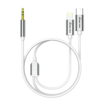 PF280- Panther Force 1M Audio Cable 2-in-1 AUX for Type-C &amp; Apple Connector - Seamless Connectivity, Uninterrupted Power