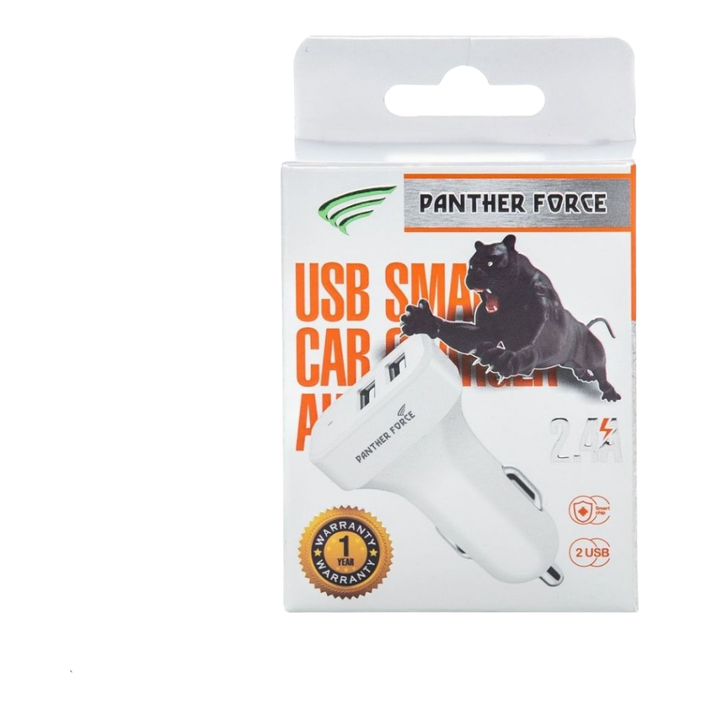 Panther Force 2.4A White Dual USB Car Charger - PF71