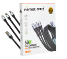 Panther Force 3-in-1 Cable - PF168 - Seamless Connectivity & Uninterrupted Power for All Devices