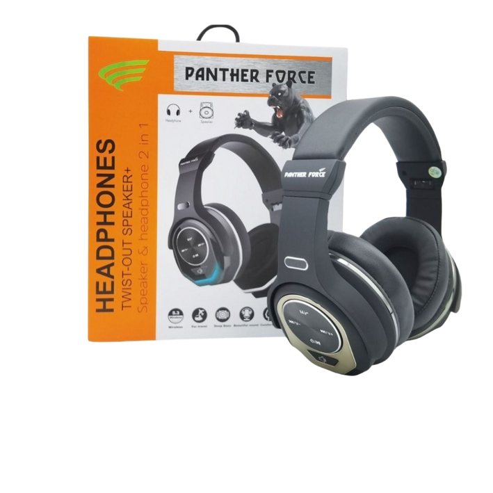 Panther Force Round 2-in-1 Headphones - Wired & Wireless, High-Quality Audio, Long Battery Life, Comfortable Design, Built-In Mic || PF219